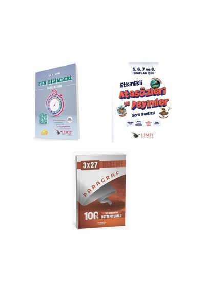 2027 8. Sınıf/lgs Limit Kronometre Fen Bilimleri Soru + Etkinlikli Atasözleri Ve Deyimler Soru + Ankapade 3'lü Set