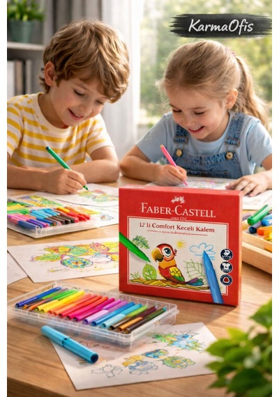 Comfort 12 Li Keçeli Kalem Seti Yıkanabilir, Canlı Renkler, Çocuklar İçin Güvenli Boyama Kalemi