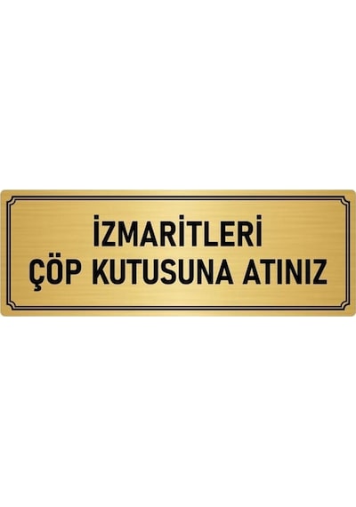 Özarslan Dizayn Metal Yönlendirme Levhası Departman Kapı İsimliği Izmaritleri Çöp 5x20 Cm Altın Renk