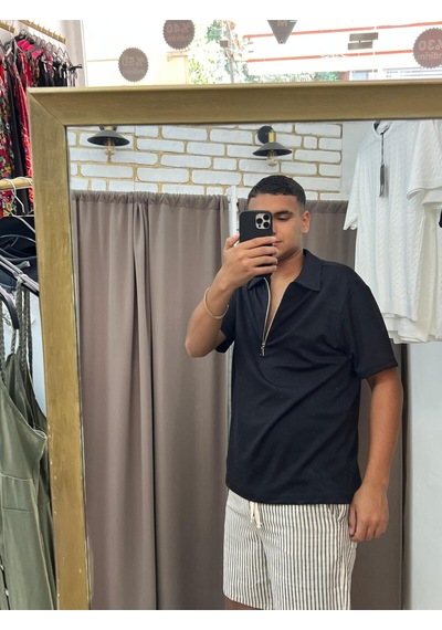 Tuba Toptaş Fermuarlı Tshirt Siyah