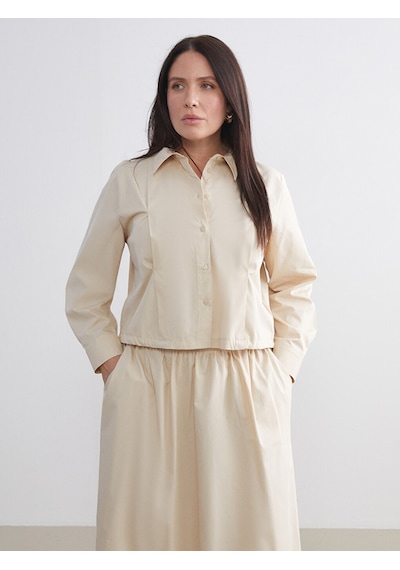 Lcwaıkıkı Classic Bej Poplin Kadın Gömlek