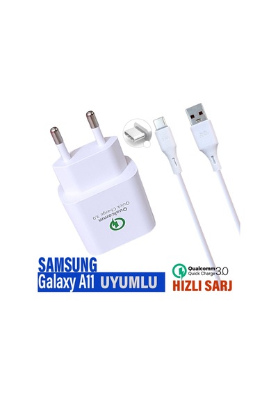 Samsung Uyumlu A11 Şarj Aleti Hızlı Şarj Adaptörü Type-c Kablosu