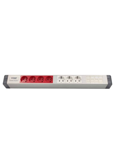 Amp Connect Alüminyum Profil Yatay Donatılmış Brotik 4 Ups Prizi 3 Şebeke Prizi 4 Cat3 Telefon Veya Cat5 Cat6 Data Prizi