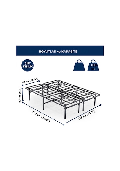 Aksviva Smart Base Çift Kişilik Katlanır Metal Karyola