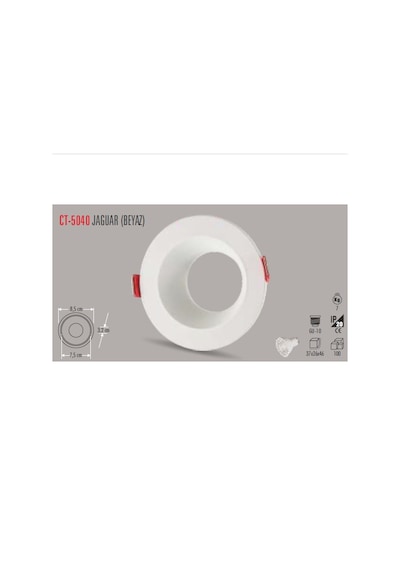 CT-5040 JAGUAR YUVARLAK SPOT(BEYAZ KASA)(AMPULSUZ-12ADET) CATA