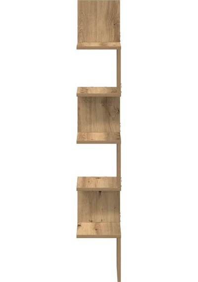 Zig Zag Köşe Duvar Rafı / Kitaplık Atlantik Çam 20x20x130 Modern Minimalist Köşe Rafı Ahşap
