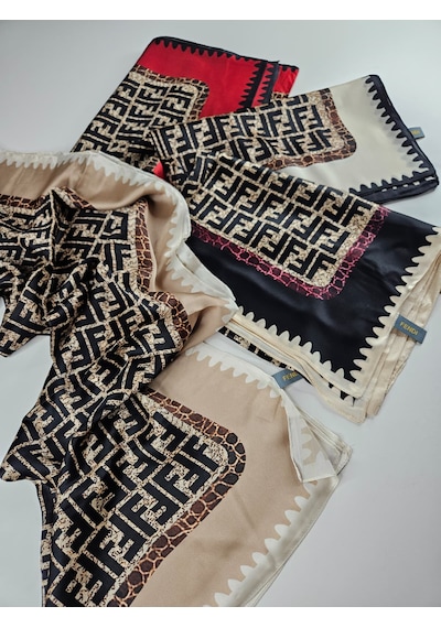 Miorel Scarfs Premium Yeni Sezon F Desen İpek Vual Şal Silk Scrafs Shawl Hijab Siyah