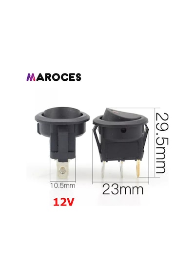 Ic-132 Yuvarlak Nokta Işıklı Kırmızı Anahtar On-Off 3P 12V 1 Adet