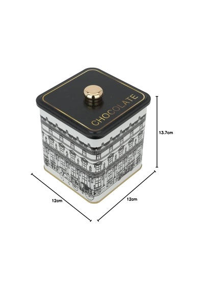 -er023-1j City Chocolate Desenli Kare Metal Saklama Kabı 12x12 Cm City Chocolate