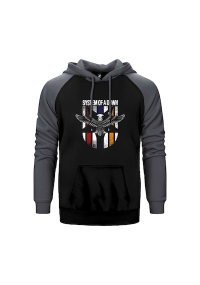 System Of A Down Eagle Colors Gri Renk Reglan Kol Kapşonlu Sweatshirt Gri