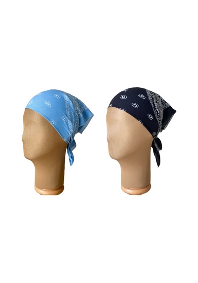 Pamuklu Klasik Desen Unisex 2li Bandana Seti Renkli Bandana Etnik Desenli A Kalite Bandana Mavi - Siyah