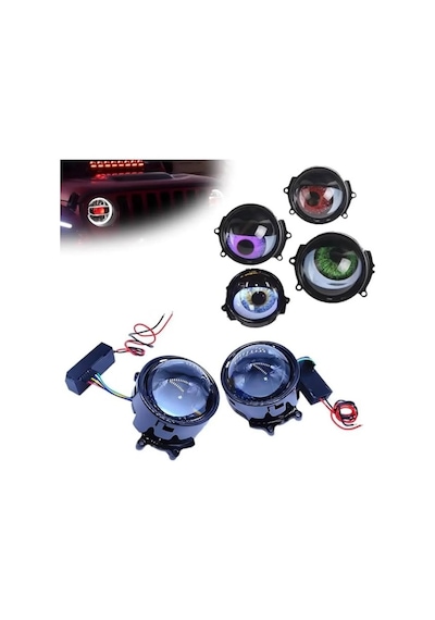 33 Modlu Animasyonlu Mercek Göz Far Sis Ambiyans Led Aydınlatma 2 Adet 12-24 Volt