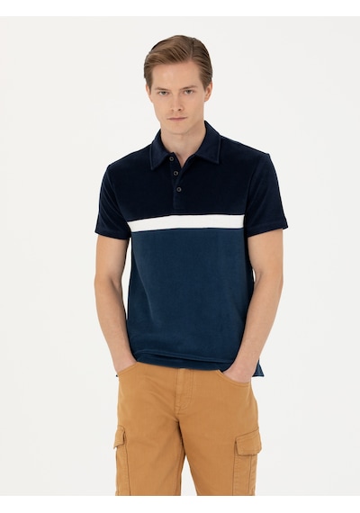 Lacivert Slim Fit Polo Yaka T-shirt