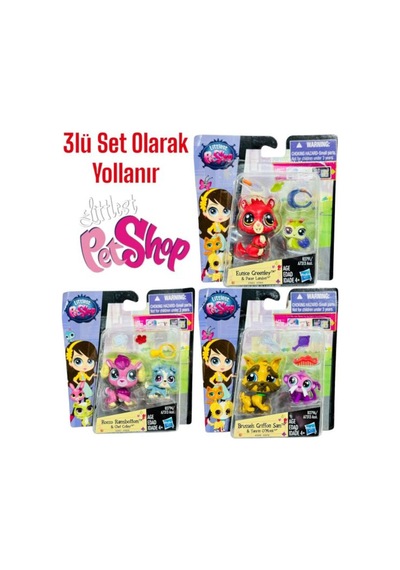 Miniş Littlest Petshop Tam 3 Paket Bırlıkte Lisanslı Kutulu Minişler Oyuncak Seti