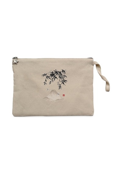 China Mountain Scenery Krem Clutch Astarlı Cüzdan / El Çantası Krem