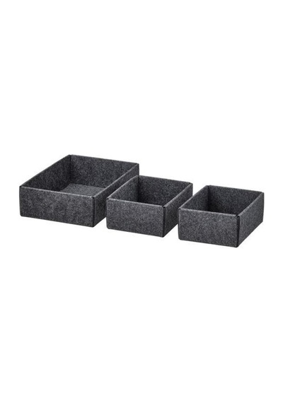 3 Adet Kutu Seti, Gri, Çekmece İçi Düzenleme Organizer, 10 X 15 Cm Çok Renkli