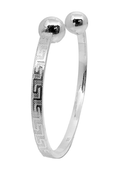 Oya Silver Çift Toplu Ayarlanabilir Gümüş Grek Desen Bilezik Blk-p9l-2xhu
