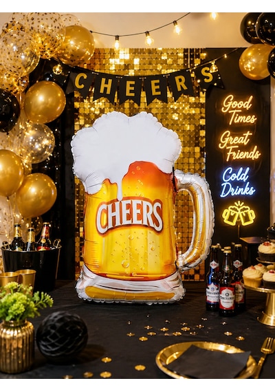 Folyo Balon Cheers Bira Bardağı 70x56 Cm Yılbaşı Parti Süsü Dekor Eğlence Balonu Çok Renkli