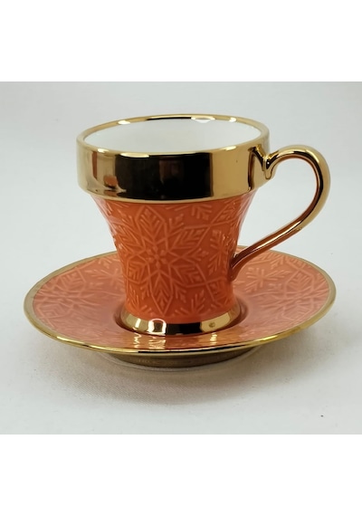 Tutku 2 Kişilik Porselen Nescafe Ve Çay Fincanı Turuncu Renk Turuncu