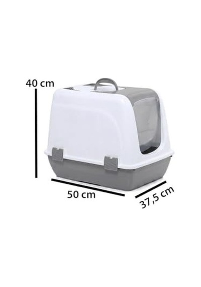 Flex Kapalı Kedi Tuvaleti 37,5 X 50 X 40 Cm, Xl Boy, Kum Kürek Hediyeli Açık Bej