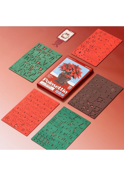 Rowood Tf001 Atatürk Çiçeği Poinsettia Dıy Minyatür Maket Model Set Ahşap 3d Wooden Puzzle Model Kit Ahşap Maket Dekoratif Hobi Seti