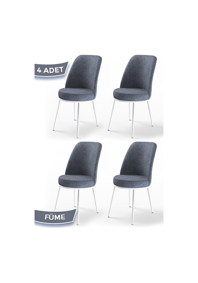 Canisa Concept Dexa Serisi Füme Renk 4 Adet Sandalye, Renk Füme, Ayaklar Beyaz Füme