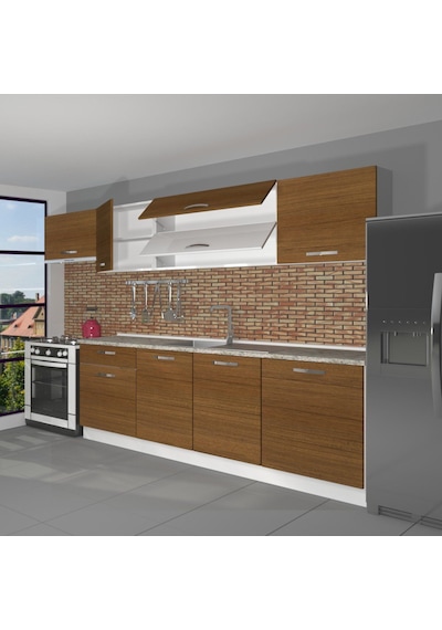 Decoraktiv Ekol 280 Mdf Hazır Mutfak Dolabı - Tezgah Dahil - Naturel Ceviz