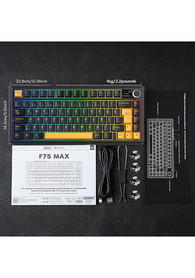 Aula F75 Max Mekanik Gaming Oyuncu Klavyesi Tkl Rgb Graywood V4 Switch Kablosuz Makrolu Hot Swap Türkçe Q Siyah 10334604