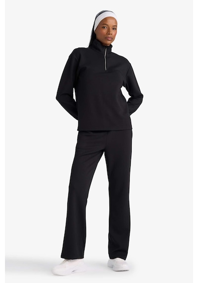 Defacto Oversize Geniş Kalıp Yarım Fermuarlı Modal Sporcu Sweatshirt D7126AX25SP Siyah
