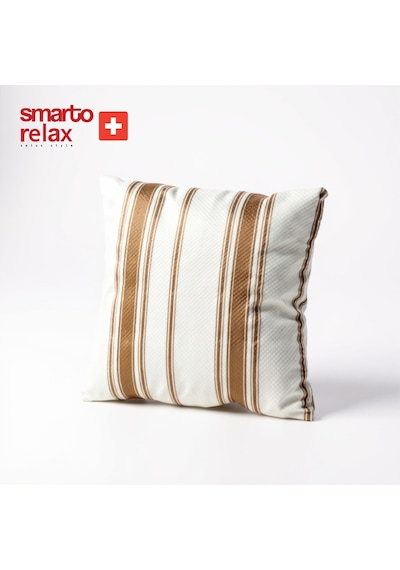 Smarto Relax Içi Dolgulu Kırlent 45x45 Cm Kare Salon & Berjer Kırlenti Beyaz - Kahverengi