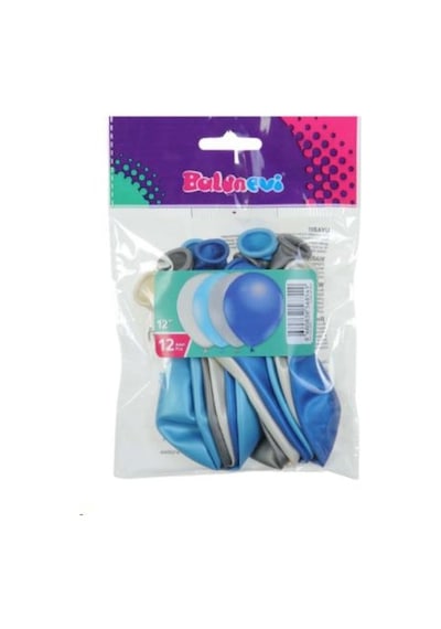 BALONEVİ METALİK BALON 12 Lİ - ERKEK ASORTİ 12''