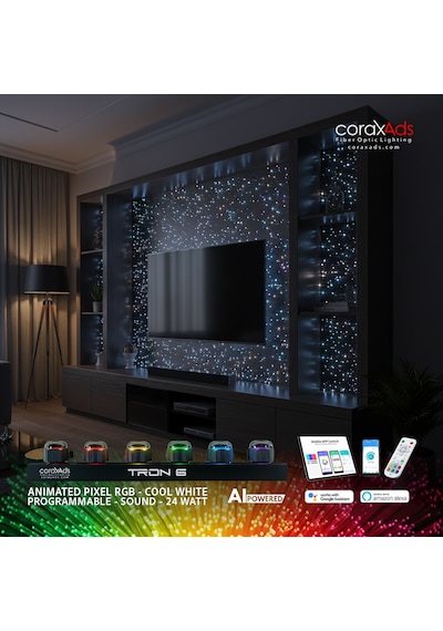 Tv Arkası Ünitesi Ambiyans Aydınlatma Fiber Optik Yıldız Seti - Eko Çok Renkli
