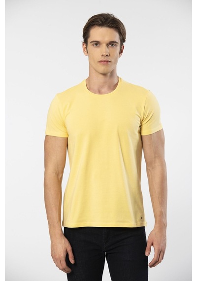 Cacharel Erkek Bisiklet Yaka Likralı T-shirt 1331/sarı Sarı