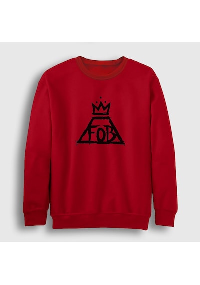 Presmono Unisex Logo Fall Out Boy Sweatshirt Kırmızı