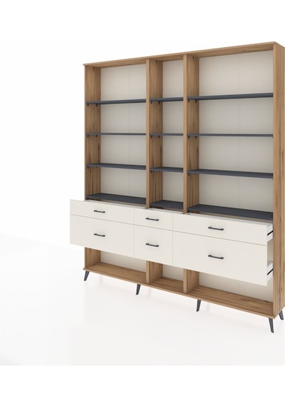 Arges Dolap 12 Raflı 6 Çekmeceli 220x30x243 Çam-antrasit/aytaşı Antrasıt/aytası Arges Dolap 12 Raflı 6 Çekmeceli 220x30x243 Çam-antrasit/aytaşı Antrasıt/aytası