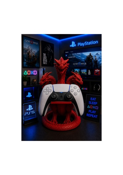 Playstation 5 Dualsense Üç Başlı Ejder Kol Standı Kırmızı