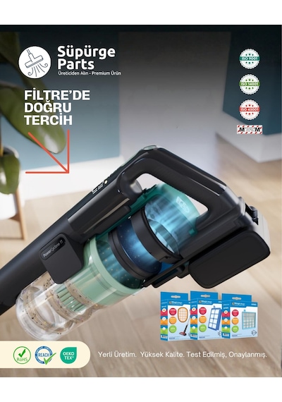 Philips İçin 6000 - 7000 - 8000 Serisi Şarjlı Süpürge Filtre Seti Xv1681/01 Yıkanabilir 1 Adet