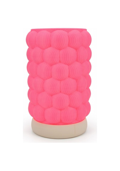 Dalgalı Kabartmalı Silindir Lamba Pembe - 3d Baskı Fütüristik Gece Lambası Pembe