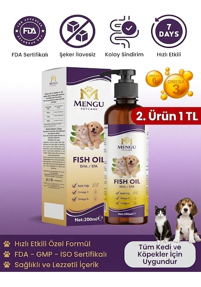 Fish Oil - Kedi Ve Köpekler İçin Balık Yağı Omega 3-6 Epa Dha Norveç Somon Yağı Bağışıklık Desteği