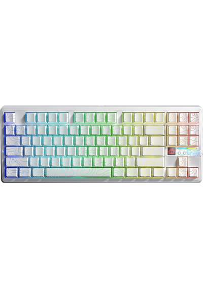 Aula F87 Pro V2 Mekanik Rgb Tkl Star Vector Switch Kablosuz Makrolu Hot Swap Klavye Desenli Beyaz