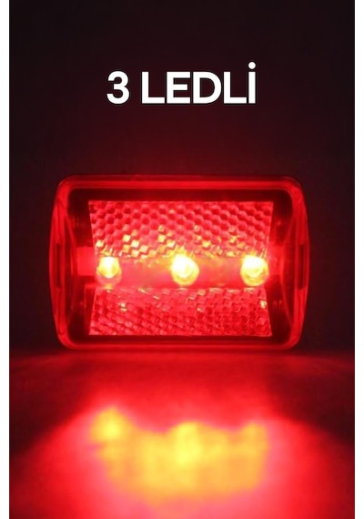 Bisiklet Tekli Arka Işık Pilli 300 Lümen 3 Mod Flaşörlü Bisiklet Arka Farı Led Işık Kırmızı 4445 Kırmızı