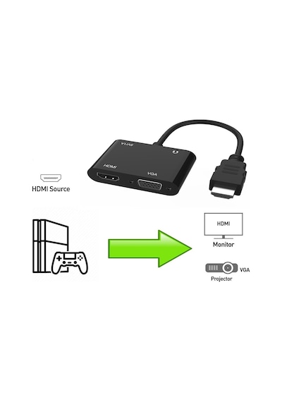 Hdmı To Hdmı + Vga 4671P Monitör Ps4 Çevirici Adaptör Dönüştürücü