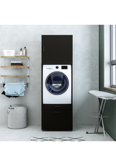2 Çekmeceli Çamaşır Ve Kurutma Makinesi Dolabı + Üst Dolap 205 Cm Siyah 2 Çekmeceli Çamaşır Ve Kurutma Makinesi Dolabı + Üst Dolap 205 Cm Siyah