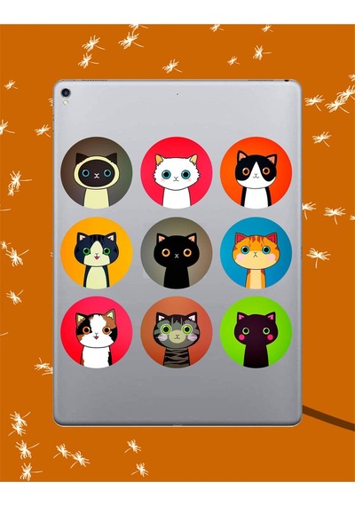 9lu Cat Sticker Seti Laptop Ajanda Notebook Tablet Telefon Defter Etiket Bullet Journal Diğer
