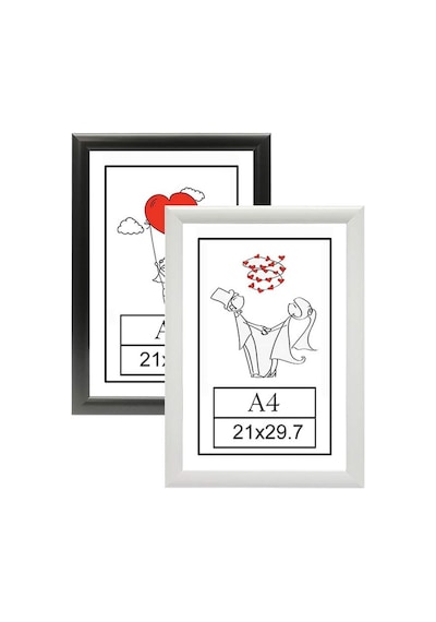 21x29,7- 2'li Fotoğraf Çerçevesi Siyah-beyaz Modern Ofis Sanat Ev Home Dekoratif Çerçeve A4 Özc-01-siyah-beyaz-a4