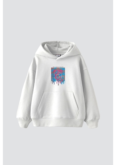 Tarzsokak Liquid Rug Baskılı Oversize Unisex Beyaz