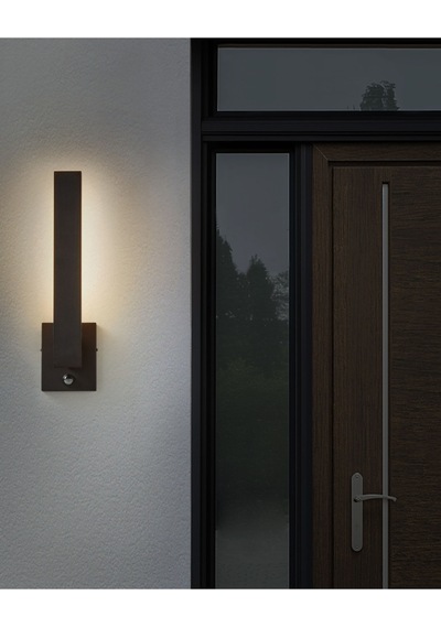 Siyah Led Dış Mekan Duvar Apliği, Hareket Sensörlü, Modern Ve Ip44 Korumalı
