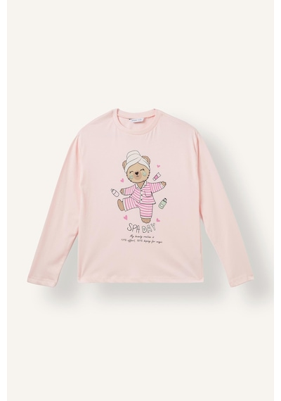 Defacto Baskılı Uzun Kollu Üst Lastikli Paça Alt 2li Pijama Takımı Kız Çocuk I3895a826aupn645 Pembe-pn645