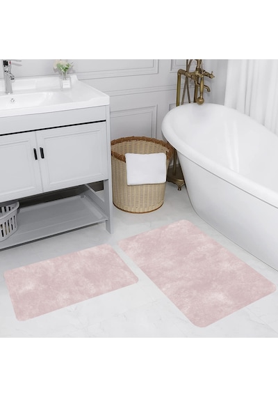 Rovigo Home Baskılı Kaymaz Taban 2 Li Banyo Paspas Takım Rvg5214-100X60-60X50 Pudra
