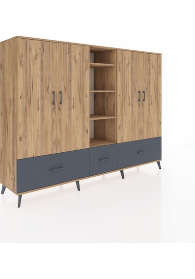 Hyperion Dolap 12 Raflı 3 Çekmeceli 4 Kapaklı 220x44x163 Çam-çam/ Çam-çam/antrasit Hyperion Dolap 12 Raflı 3 Çekmeceli 4 Kapaklı 220x44x163 Çam-çam/ Çam-çam/antrasit